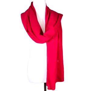 Unbranded Red Scarf With Gold Glitter Flakes 66 X 27 inches